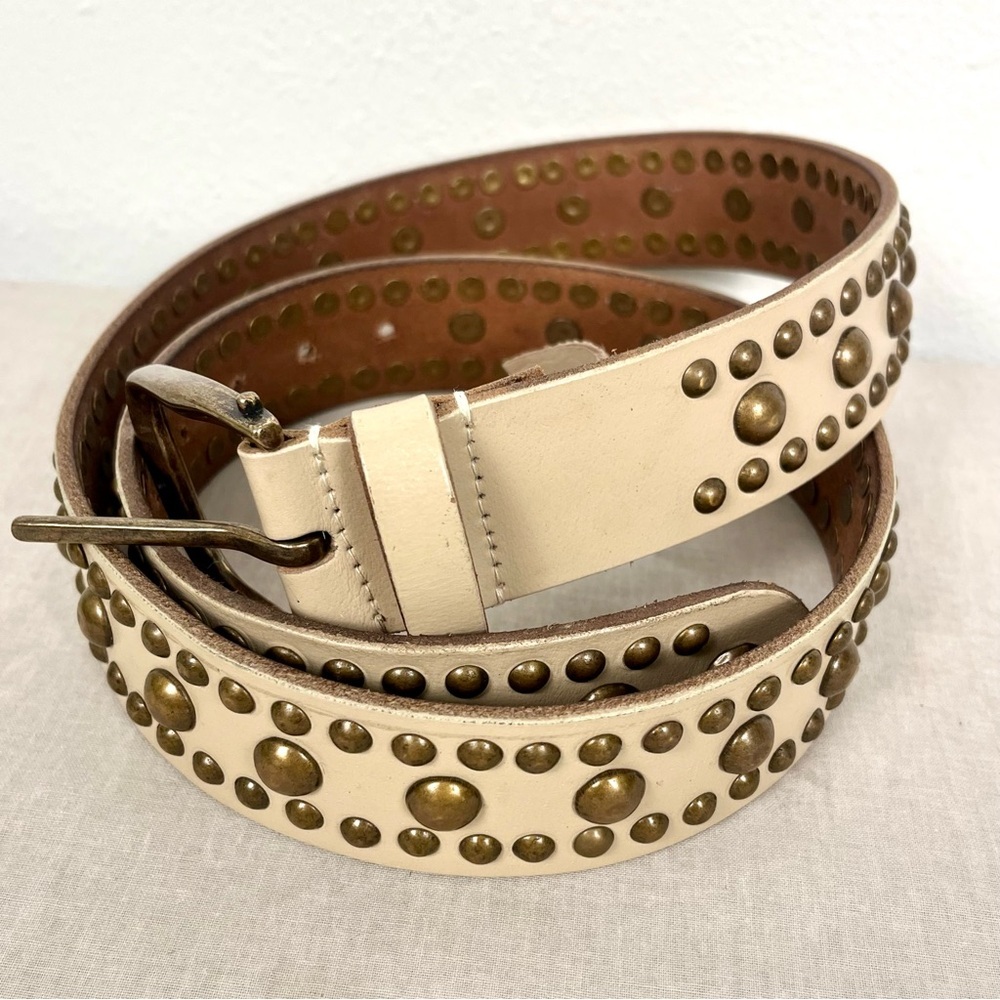 Free People We The Free Sola Studded Leather Belt Off-White Medium/Large